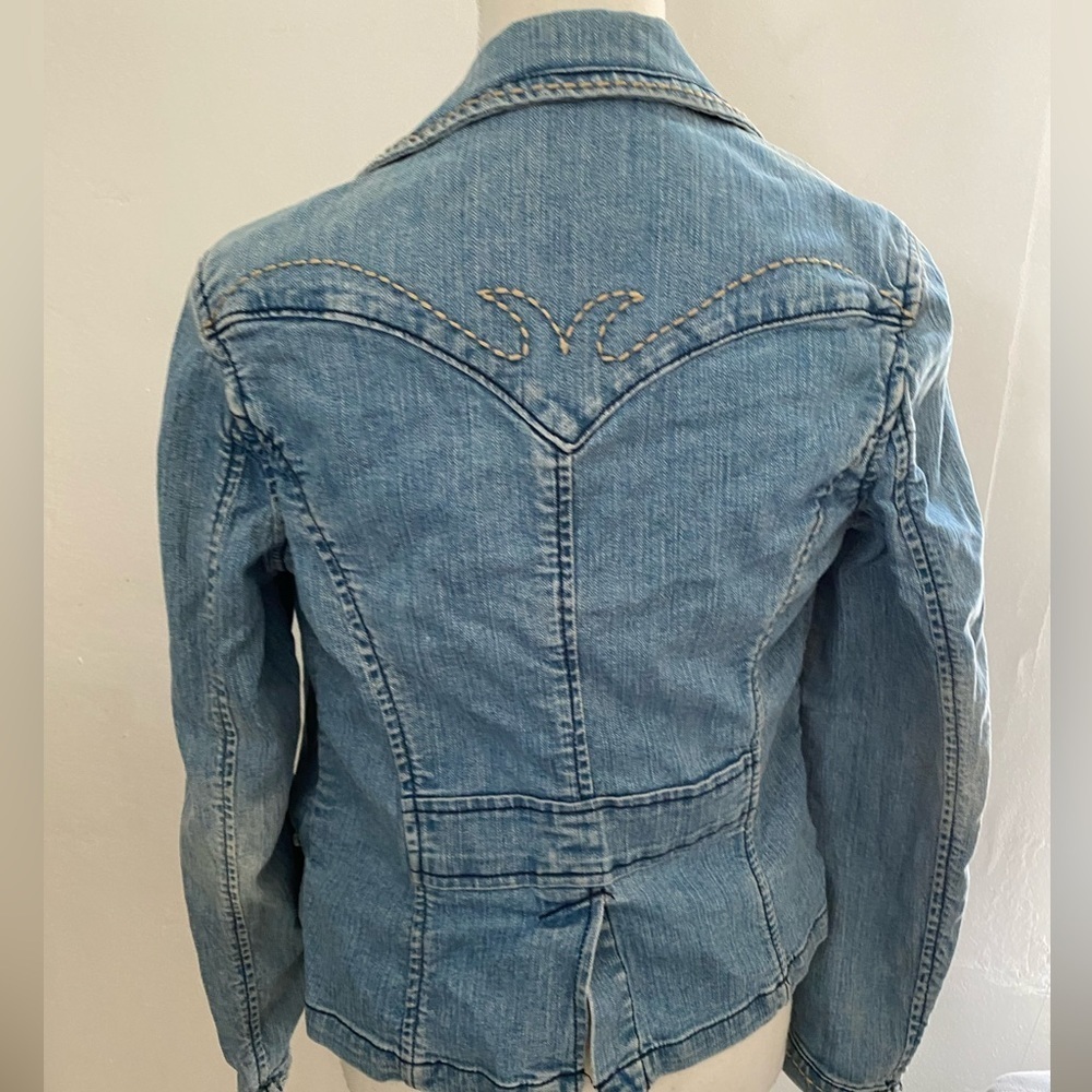 American Vintage  y2k boho  coastal cowgirl Light Blue Jean Jacket size M - Picture 4 of 9